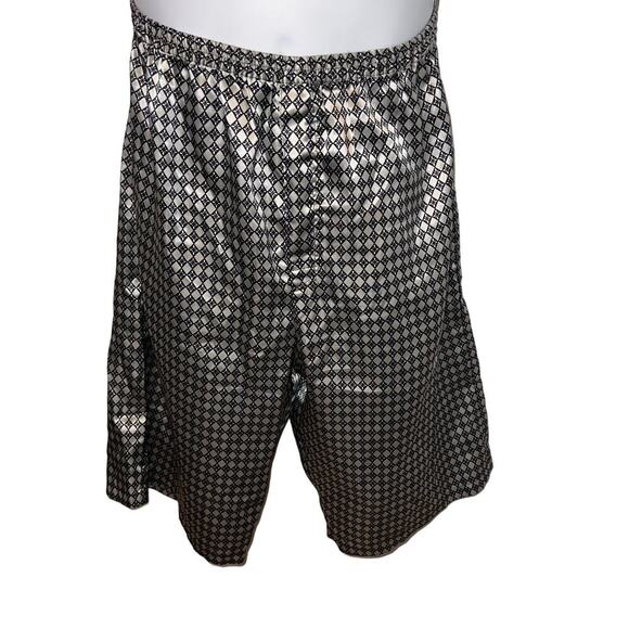 Robert Louis, Lg, silk blend 2-piece button front short sleeve argyly pajamas,  - Picture 3 of 8